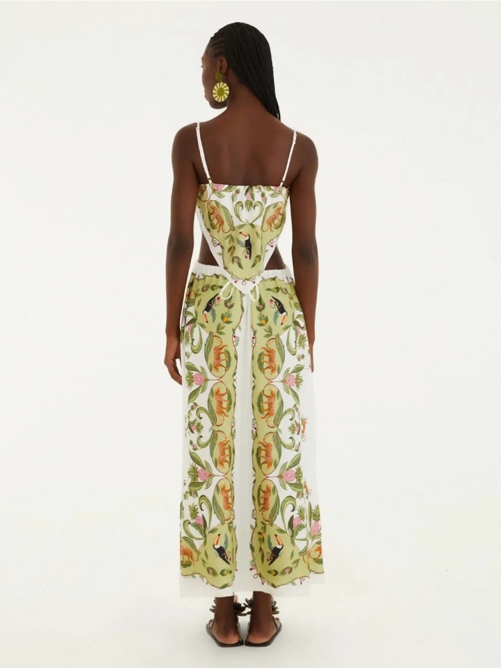 FARM Rio White Maxi Dress with Green Floral and Toucan Print - Picture 4 of 4